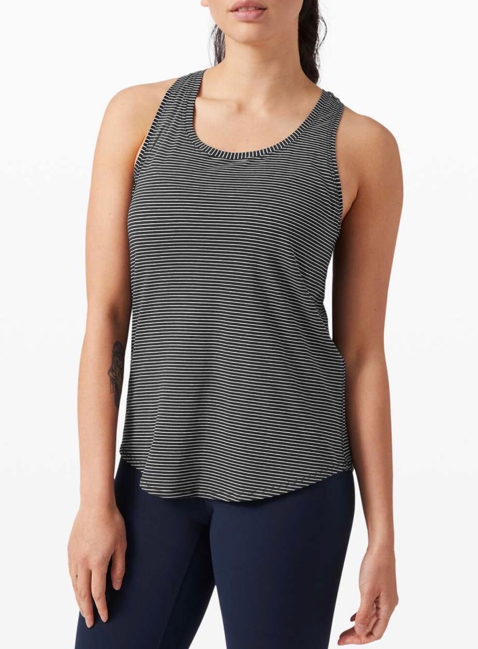 Lululemon Love Tank Pleated Hype Stripe Black White Size 4